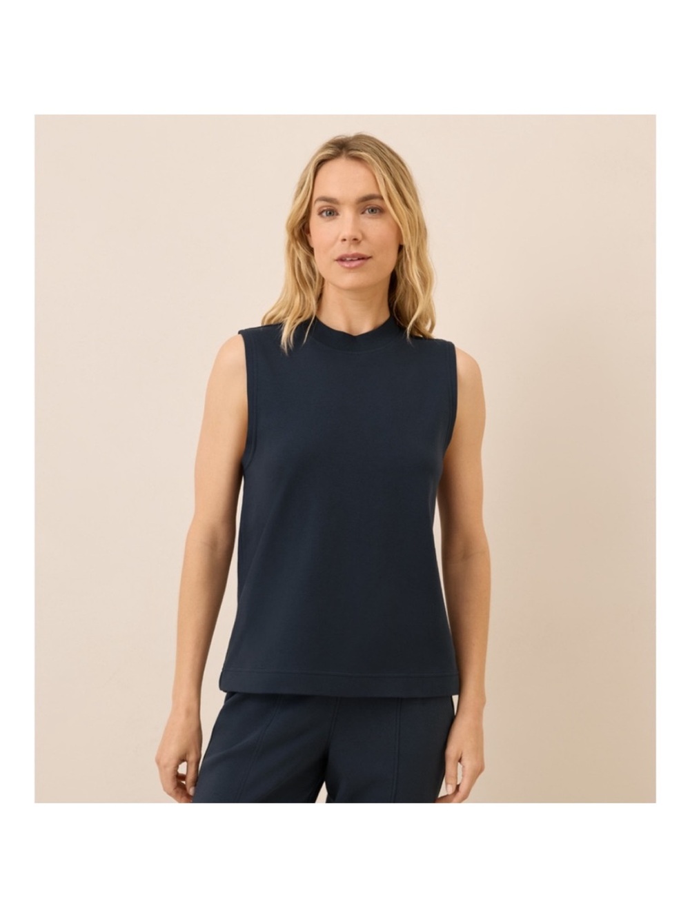 PACT Airplane Mock Neck Top in Navy size Large